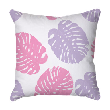 Tropical Leaves Pink & Purple Quick Dry Outdoor Cushion