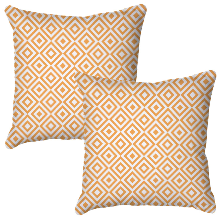 Squares Light Orange Quick Dry Outdoor Cushion